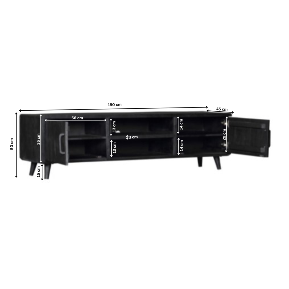 Tv meubel Omaha Black | 180 cm