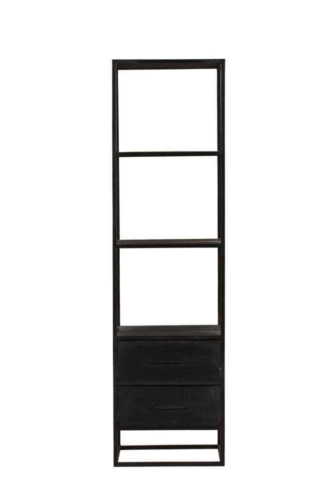Boekenkast Denver Black | 55 cm | twee lades