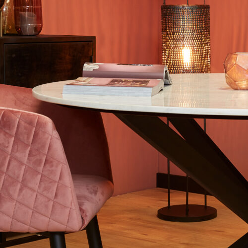 Eettafel Lynn White marble | 130 cm | Rond