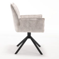 Eetkamerstoel Dani Velvet | Champagne | Met armleuning