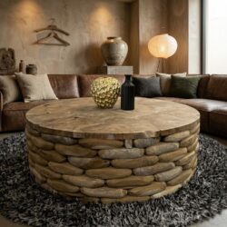 Salontafel Sem teak rond