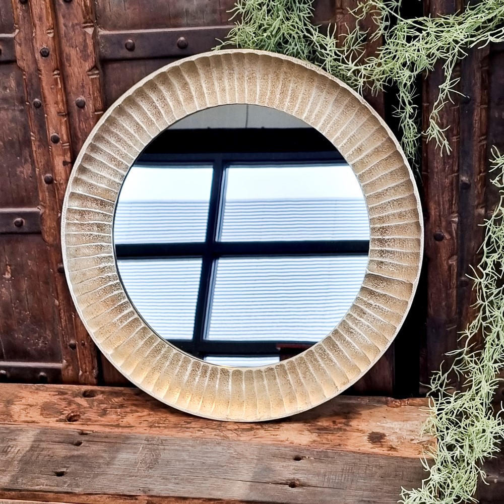 Spiegel Rond Antiek Koper