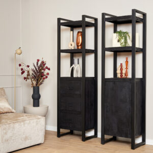 Boekenkast Boaz Black | 55 cm | drie lades