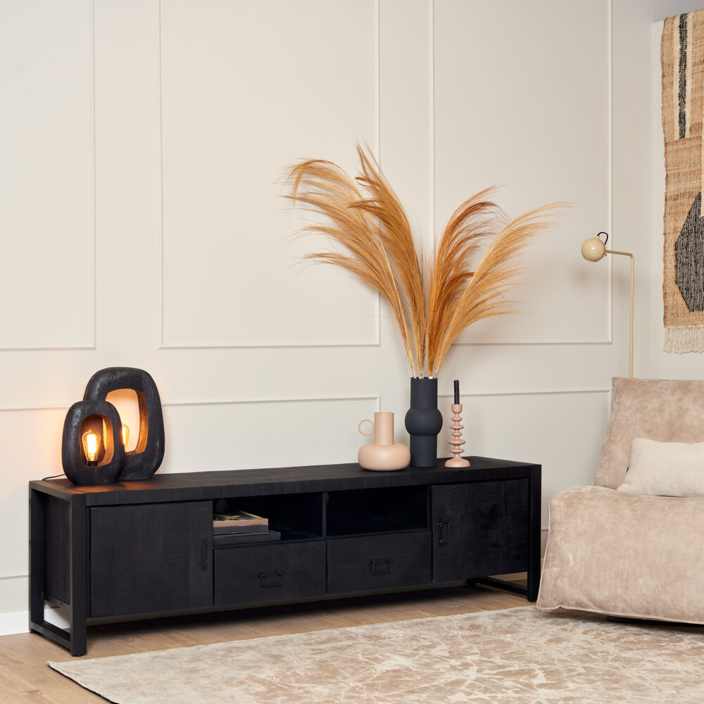 Tv meubel Boaz Black | 200 cm | met deuren en lades