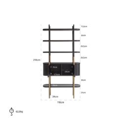 Wandkast Jameson 2-deuren 4-planken (Charcoal)