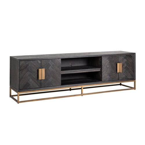 Buffet TV Blackbone laiton 4 portes 200 (Noir rustique)