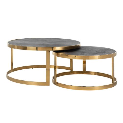Mesa de centro Blackbone oro set de 2 (Negro rústico)