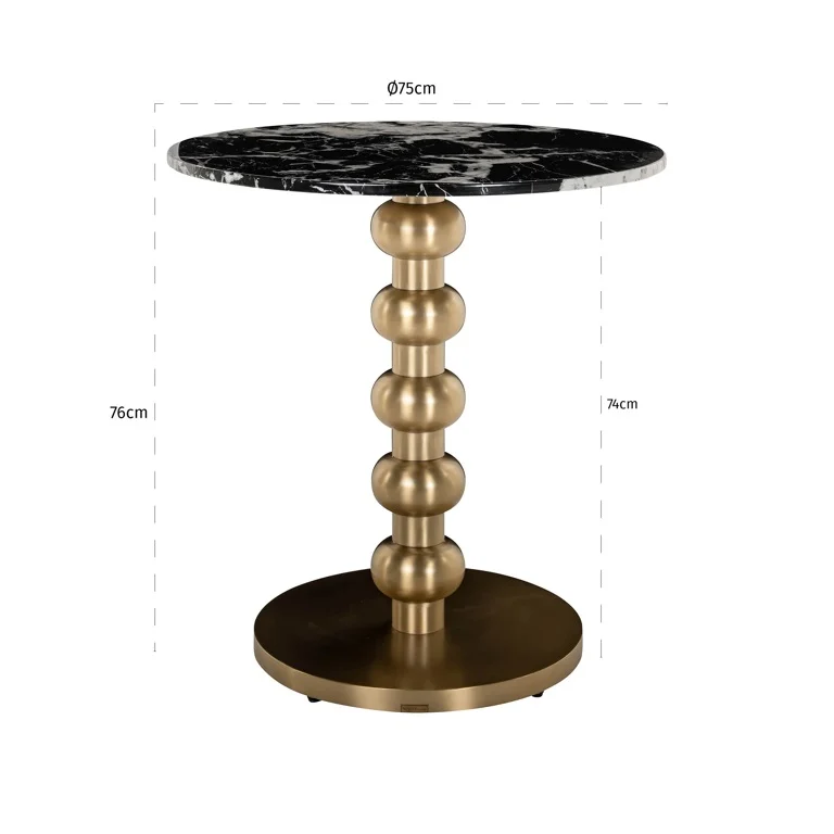 Bistrotafel Witlox 75Ø (Black/gold)
