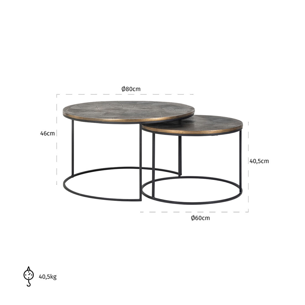 Salontafel Tulum set van 2 (Brushed Gold)