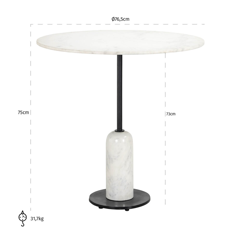 Bistrotafel Jagger 76Ø (Black/white)