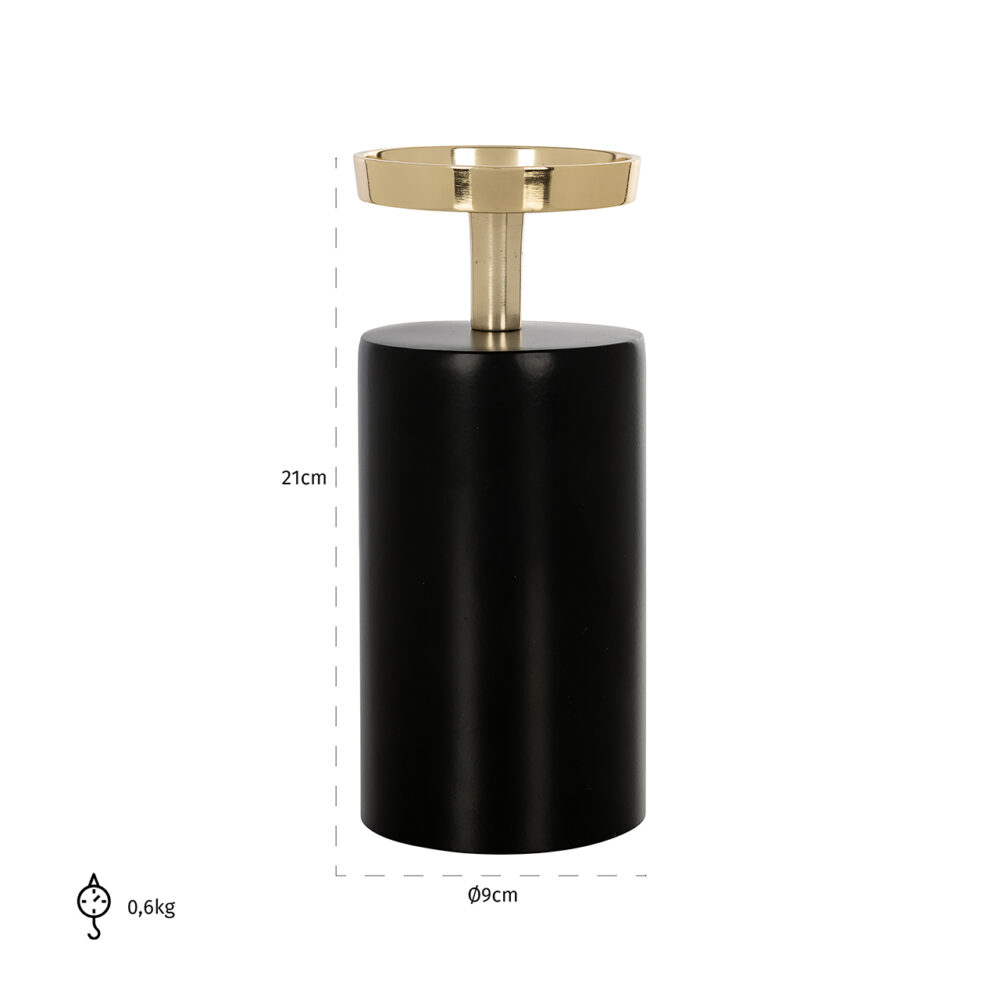 Kandelaar Caya klein (Black/gold)