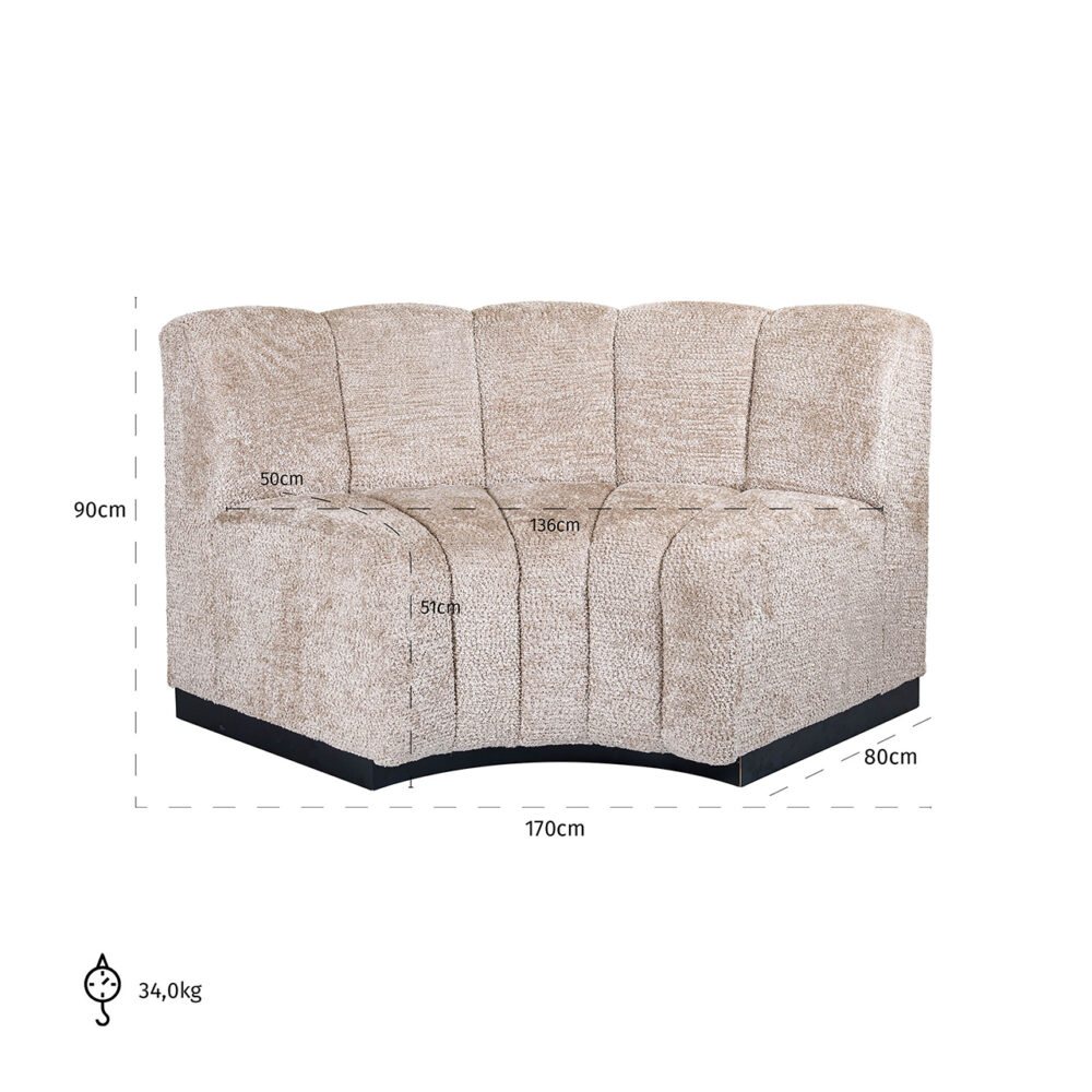 Recht hoek eetkamerbank Hillpark lovely beige (Be Lovely 170 Beige)