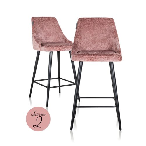 Counter chair Brooke rose chenille (set of 2) (Bergen 705 rose chenille)