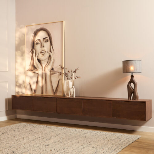 Zwevend tv meubel Vision Walnut | 280 cm