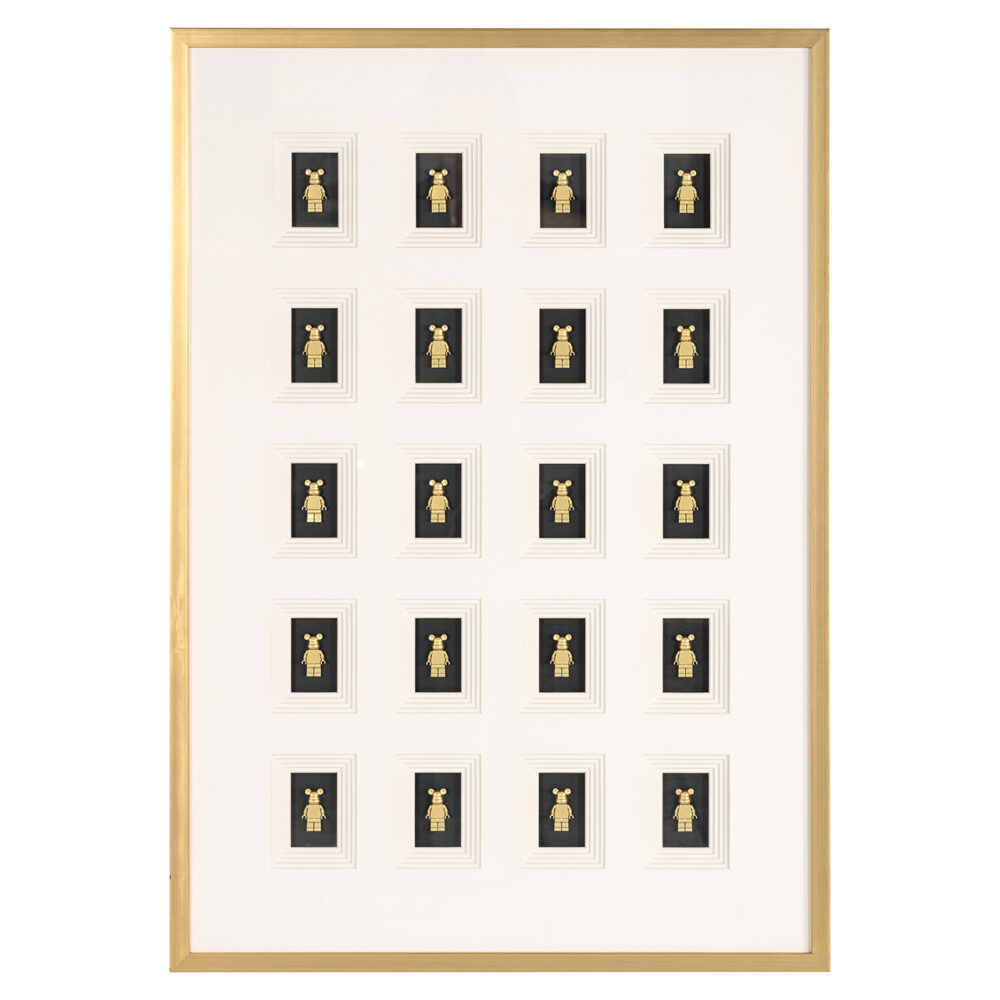 Wall art Bear block 3D (Black/gold)