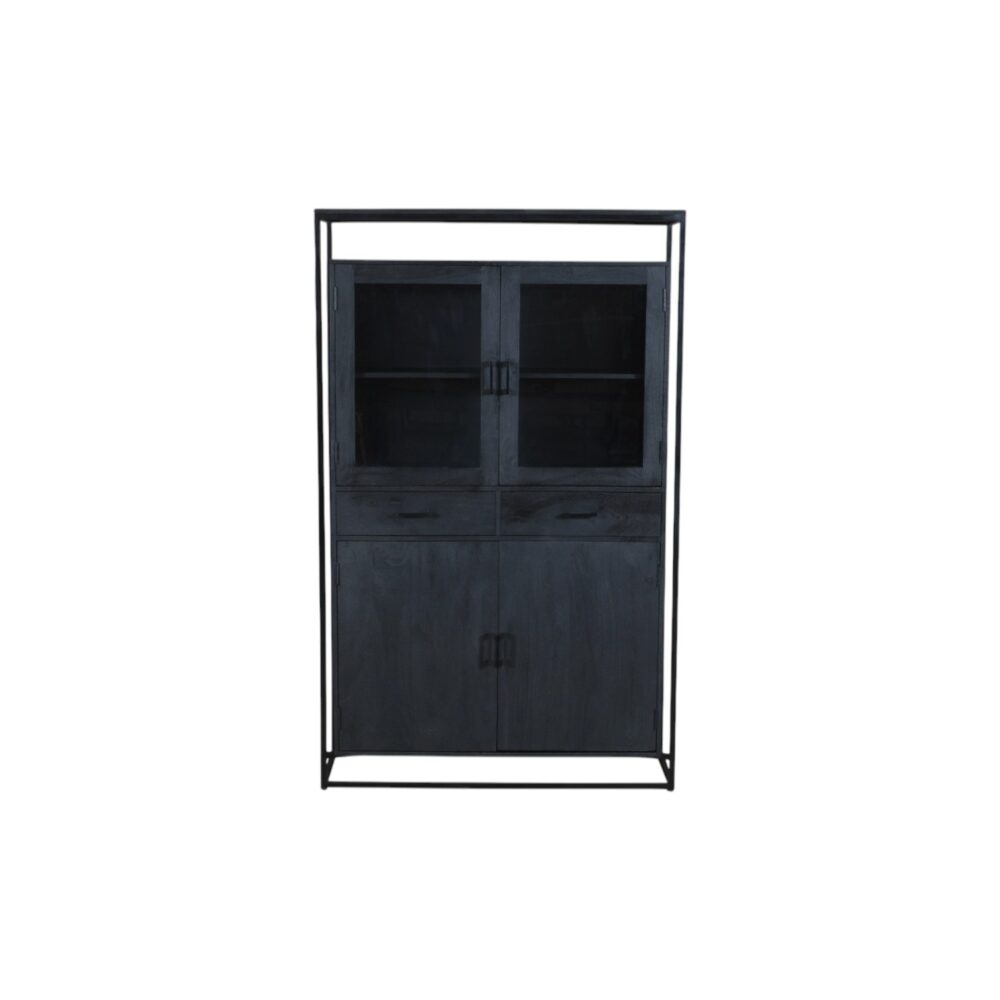 Kabinet Len vitrine mangohout zwart