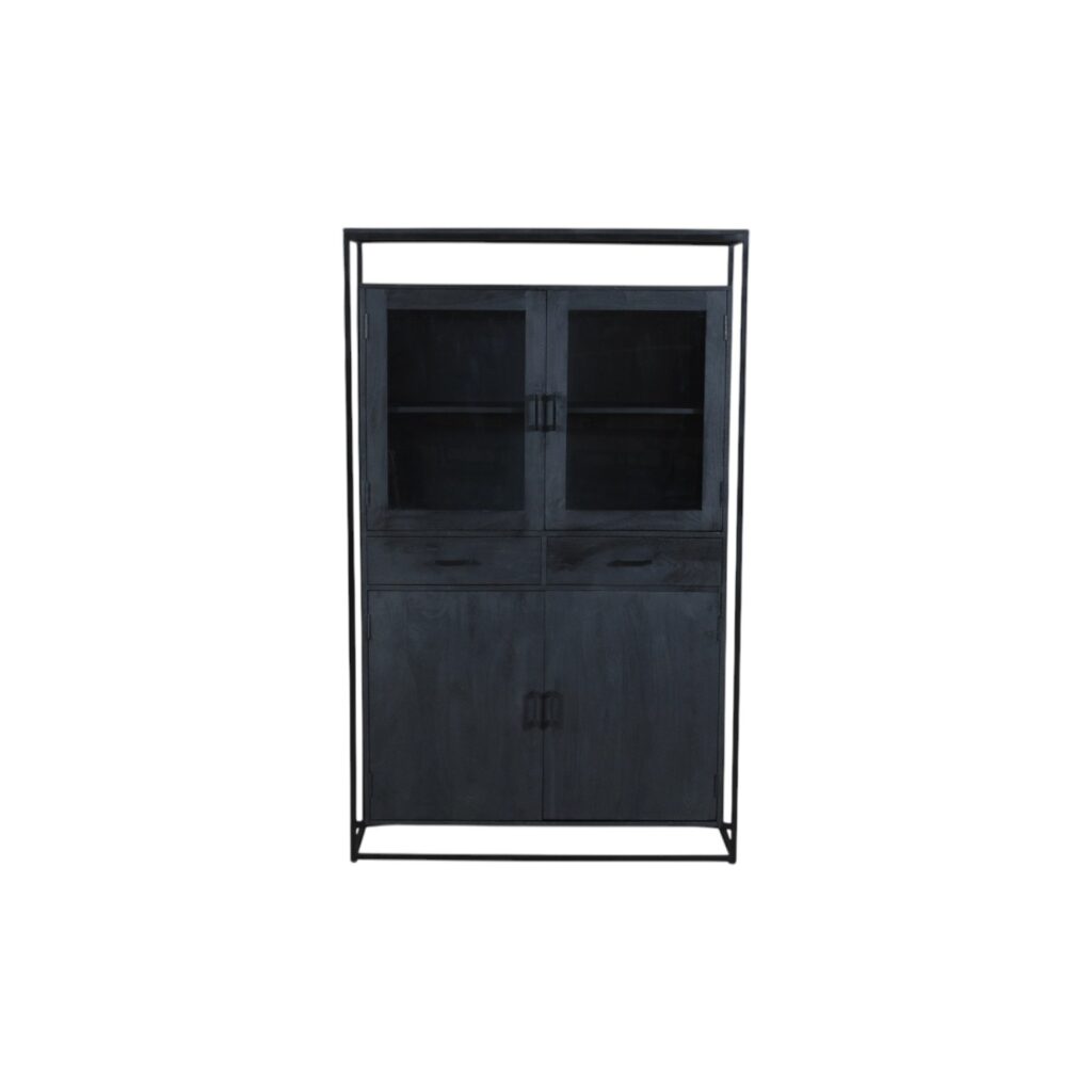 Kabinet Len vitrine mangohout zwart