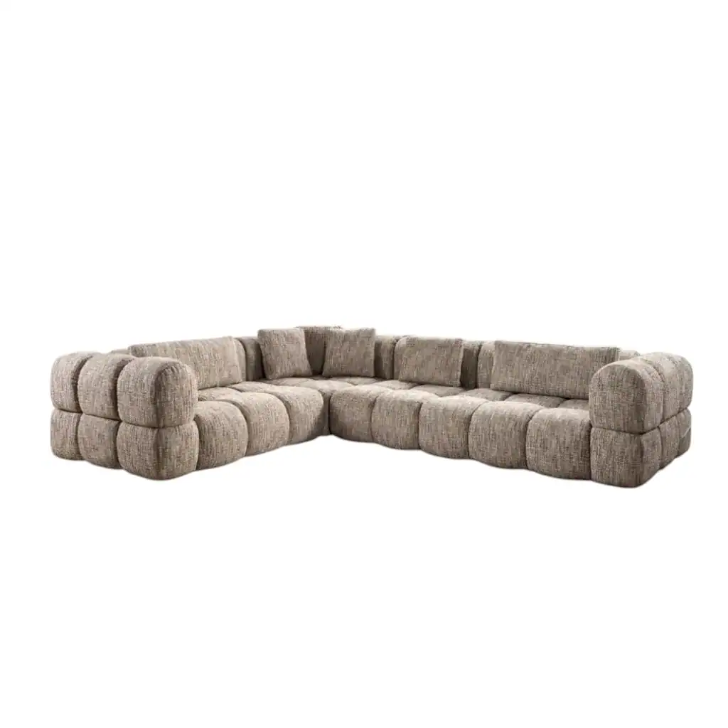 Comfortabele Mokana bank met zachte stoffen bekleding en unieke vormgeving voor een modern interieur.