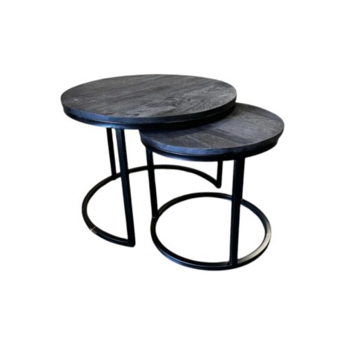 Salontafel set van twee tafels zwart mangohout