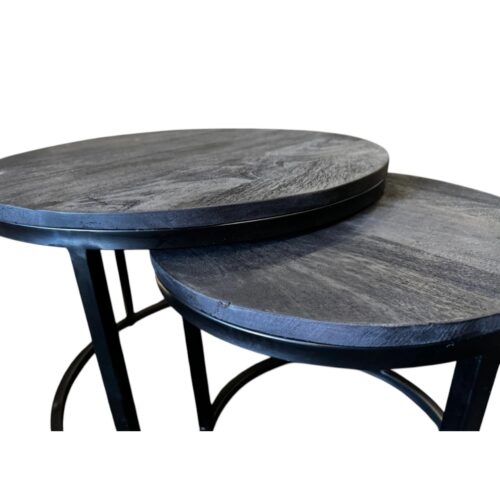 Salontafelset zwart mangohout
