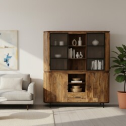 Vitrinekast Oxford 200cm massief mangohout