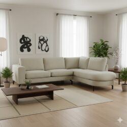 Hoekbank Fedor in de Black Friday aanbieding in naturel kleur en rond eiland element