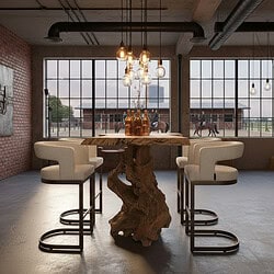 Bartafel Root uniek hout in bruin industrial sfeer Mokana
