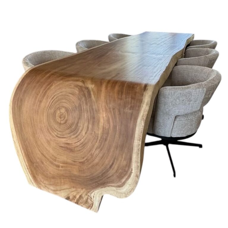 Suarhout boomstamtafel waterval met doorlopend blad