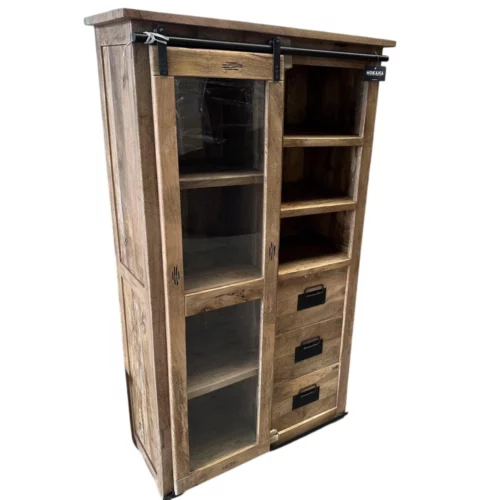 Wandkast Works met glas en schuifdeur