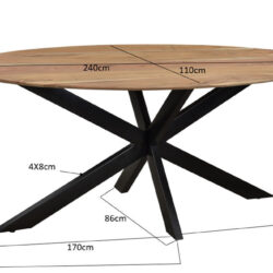 Oslo Oval Acasia 240 cm