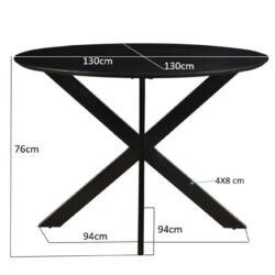 Oslo Black Round 130 cm