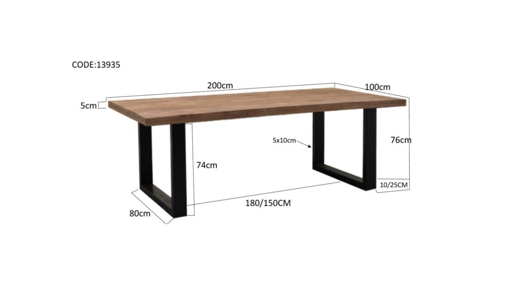 Sturdy U 200×100 cm