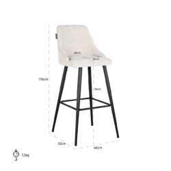 Bar stoel Brooke cream unicorn (set van 2) (Unicorn 11 cream)