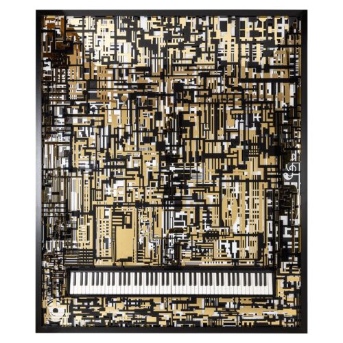 Arte mural Piano Wibi (Negro/oro)