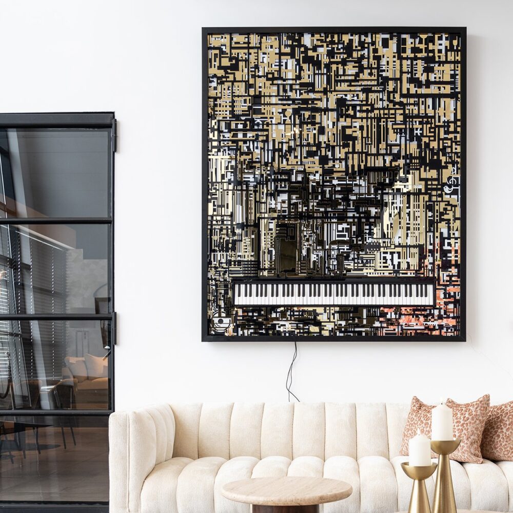 Wandkunst Piano Wibi (Schwarz/Gold)