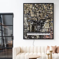 Wandkunst Piano Wibi (Schwarz/Gold)