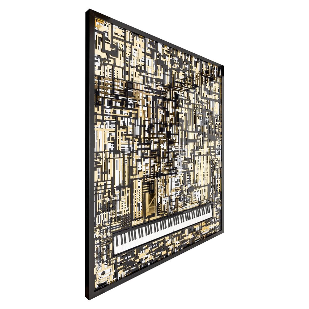 Wandkunst Piano Wibi (Schwarz/Gold)