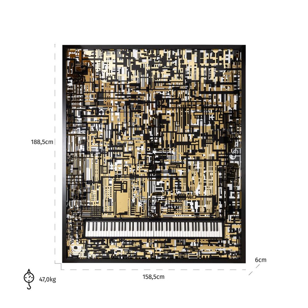Wandkunst Piano Wibi (Schwarz/Gold)