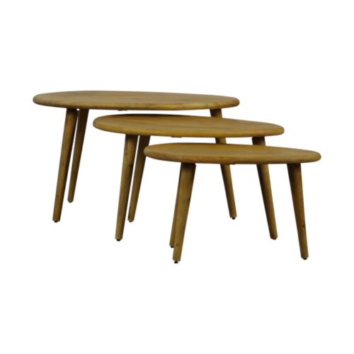 Aria table set, three tables, mango wood