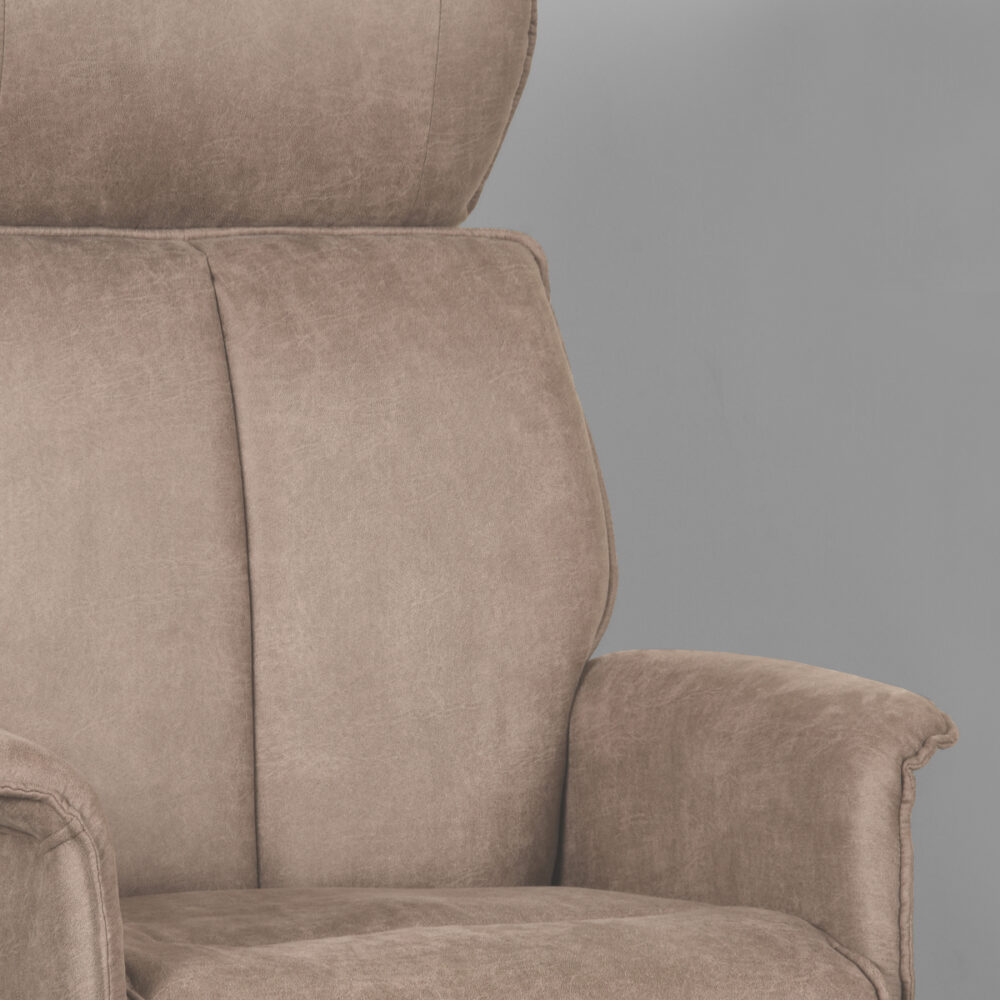 LABEL51 Fauteuil Verdal - Taupe - Micro Suede - Incl. Hocker