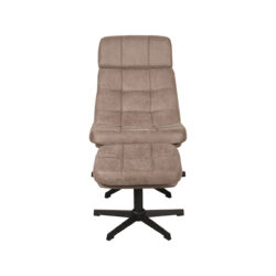 LABEL51 Fauteuil Alvar - Taupe - Micro Suede - Incl. Hocker