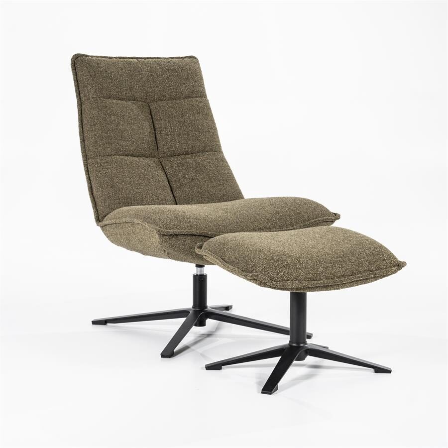 Fauteuil Marcus met voetenbank – groen Baquer