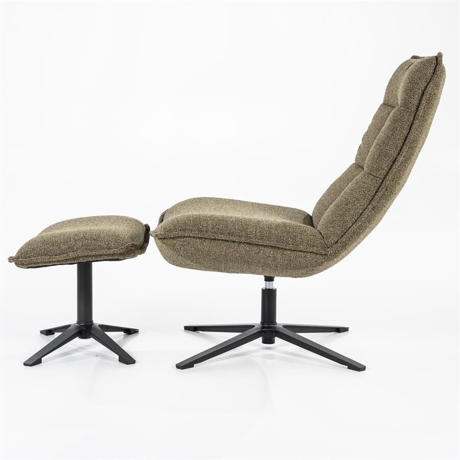 Fauteuil Marcus met voetenbank – groen Baquer