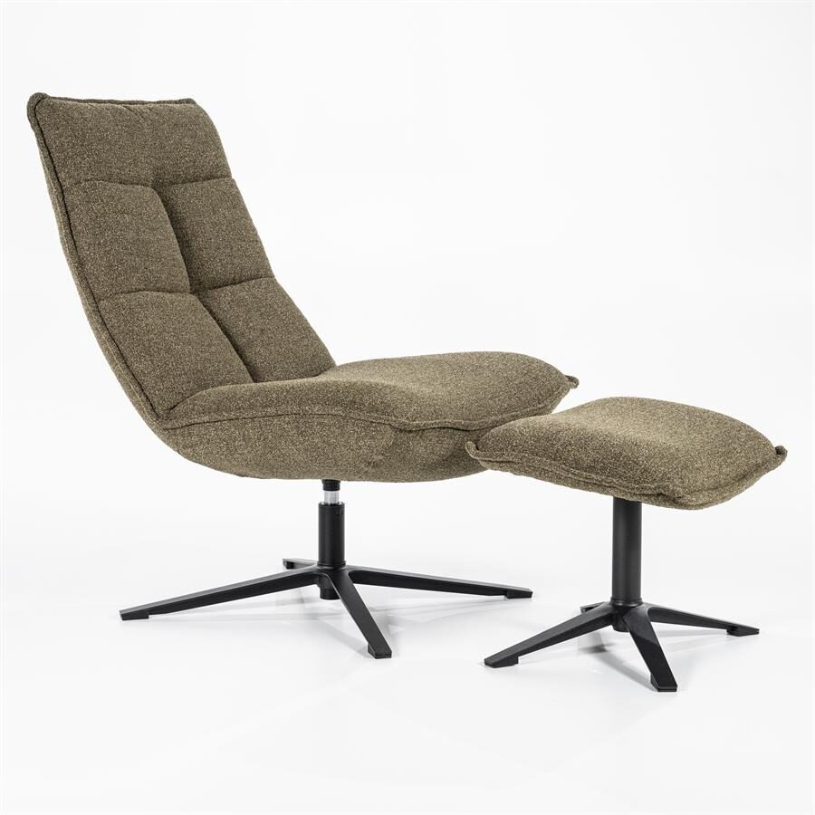 Fauteuil Marcus met voetenbank – groen Baquer