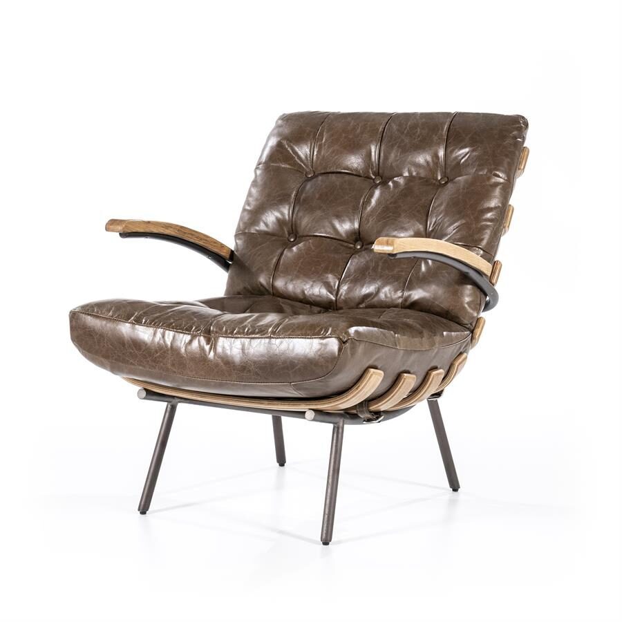 Fauteuil Bastiaan – donkerbruin java leder