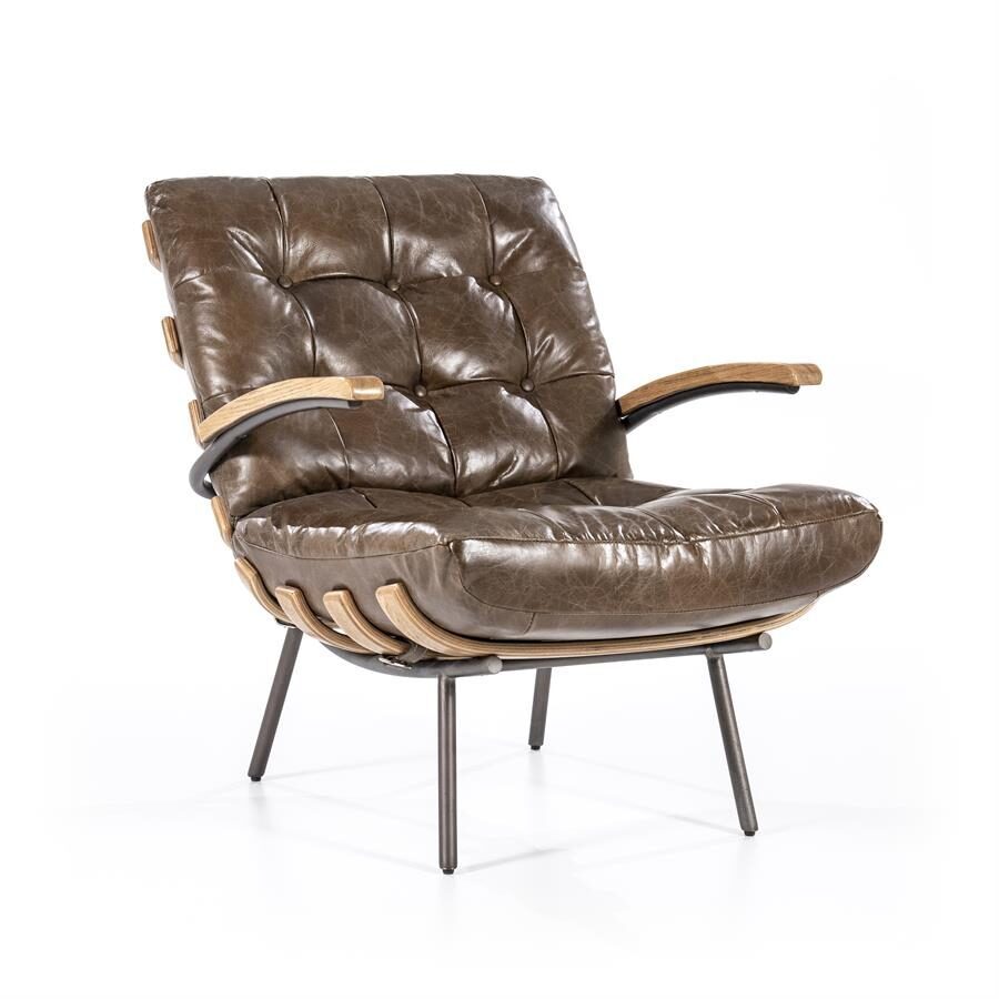 Fauteuil Bastiaan – donkerbruin java leder