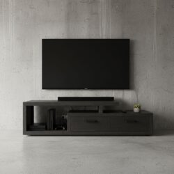 Tv meubel Solid teakhout | Zwart