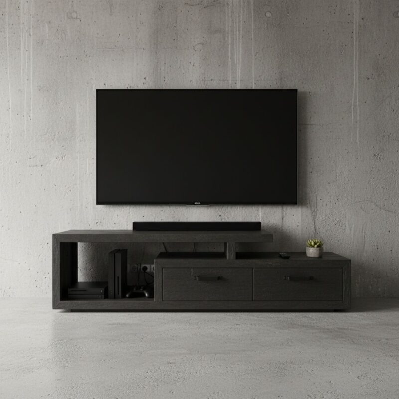 Tv meubel Solid teakhout | Zwart