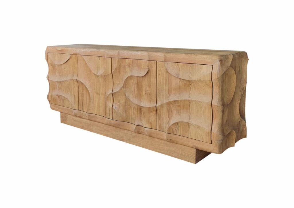 Dressoir uniek Nyawa teakhout collectie met fraai carving en handsnijwerk uit Indonesie