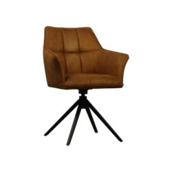 Eetkamerstoel Marley cognac draaibaar met armleuning comfortabel stof